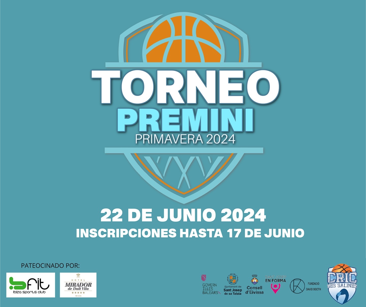 BUENOS DIAS FAMILIAS I CLUBS.Desde el C.R.i.C. SES SALINES os queremos invitar a un torneo premini que celebraremos el próximo sábado 22 de junio.Será en nuestro pabellón de Can Guerxo.Por la mañana haremos una liguilla y por la tarde unas semifinales y finales entre los 4 primero clasificados.Las normas serán fáciles.Que sistema de juego ponemos?.1. 6 cuartos.2. Partidos de 4 contra 4.3. 8 minutos tiempo corrido por cuarto.4. Descanso de 1 minuto entre cuarto y de 5 entre 3-4.5. No cambios entre cuartos.6. Todos los niños juegan mínimo 2 cuartos.7. Puntuación por cuarto ganado y el 6° con doble puntuación.Animaros y apuntaros, categoria femenino y masculino.